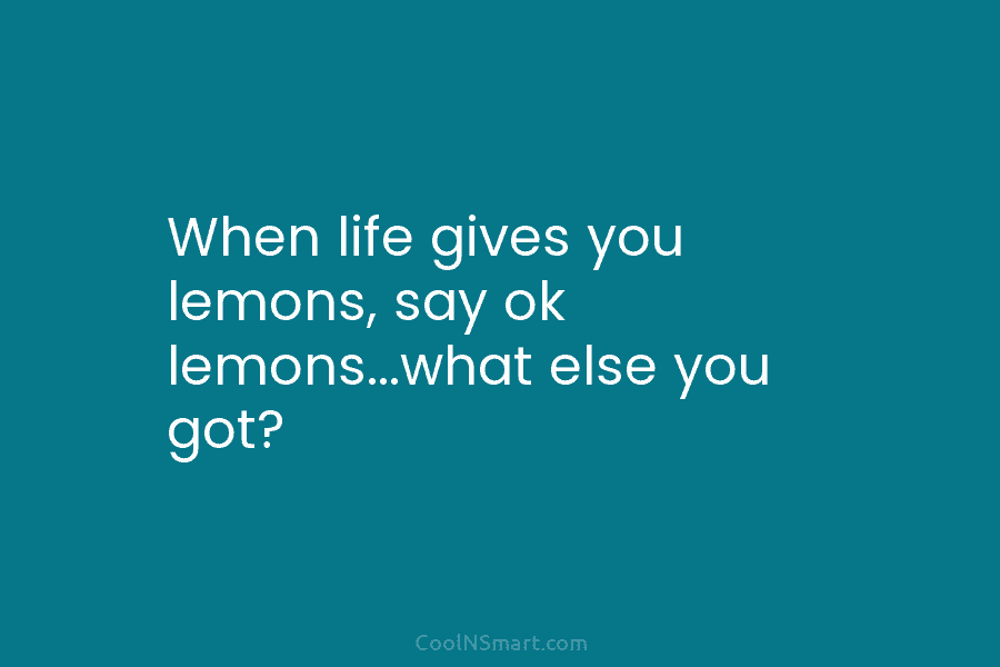 When life gives you lemons, say ok lemons…what else you got?