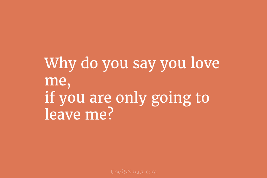 Why do you say you love me, if you are only going to leave me?