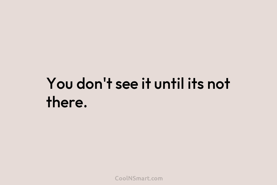Quote: You don’t see it until its not there. - CoolNSmart