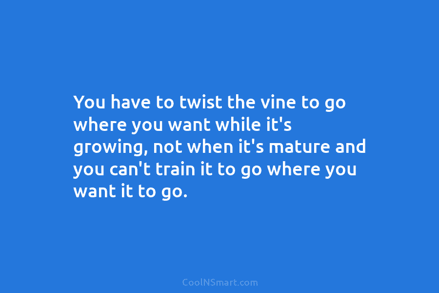 You have to twist the vine to go where you want while it’s growing, not...