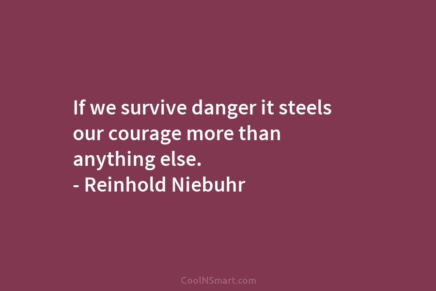 If we survive danger it steels our courage more than anything else. – Reinhold Niebuhr
