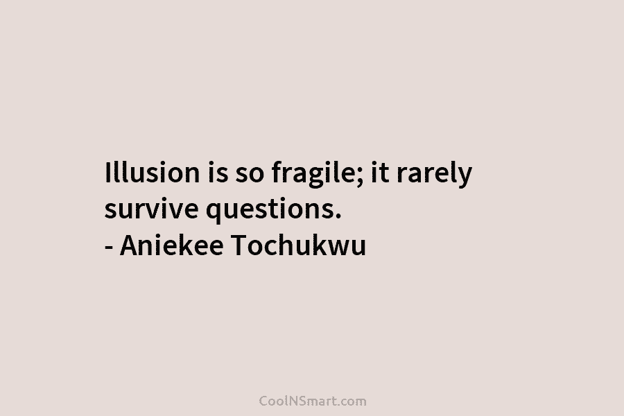 Illusion is so fragile; it rarely survive questions. – Aniekee Tochukwu