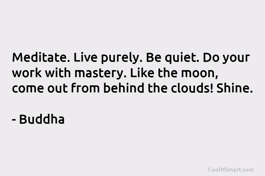 Meditate. Live purely. Be quiet. Do your work with mastery. Like the moon, come out...