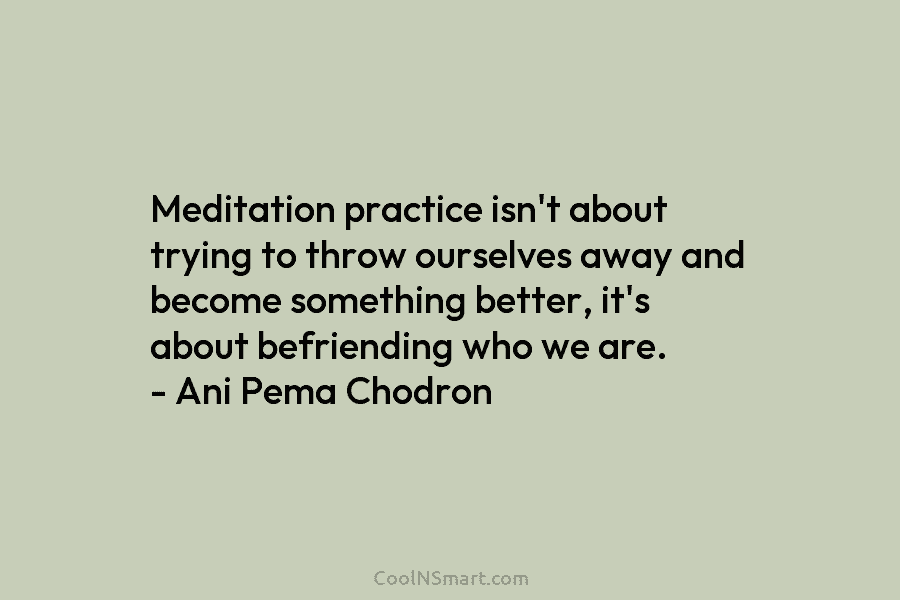 Meditation practice isn’t about trying to throw ourselves away and become something better, it’s about...