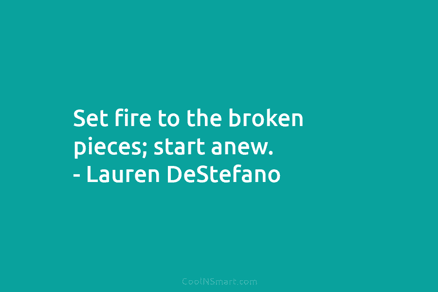 Set fire to the broken pieces; start anew. – Lauren DeStefano