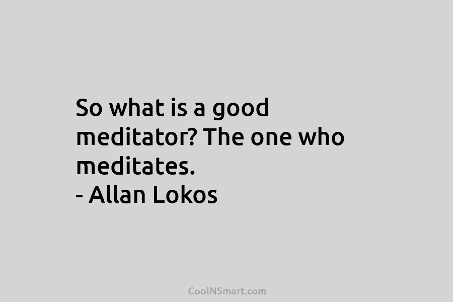 So what is a good meditator? The one who meditates. – Allan Lokos