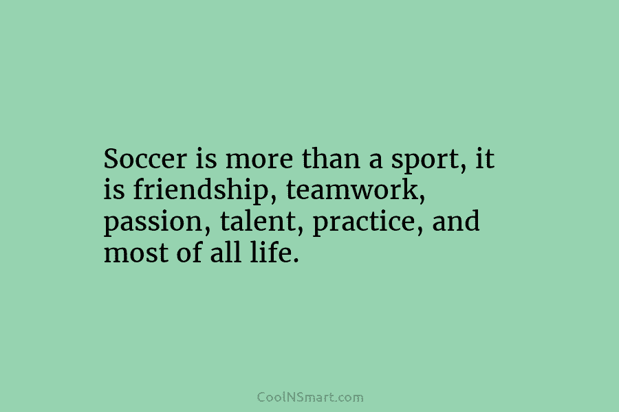 Soccer is more than a sport, it is friendship, teamwork, passion, talent, practice, and most...