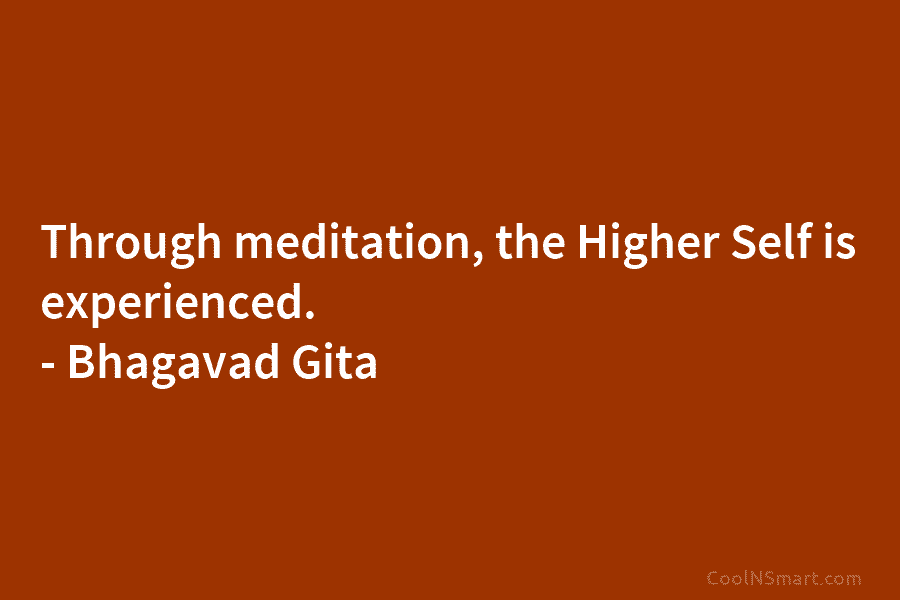 Through meditation, the Higher Self is experienced. – Bhagavad Gita