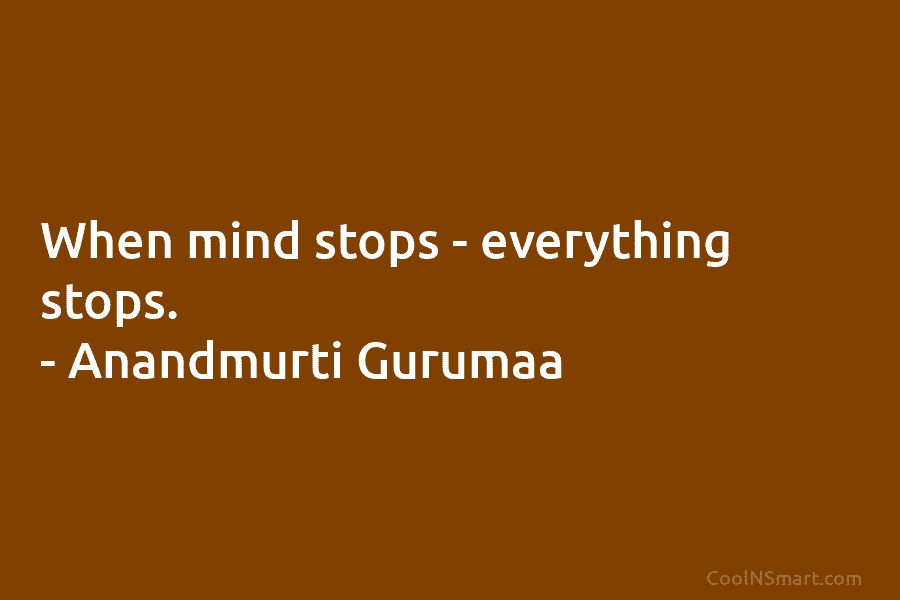 When mind stops – everything stops. – Anandmurti Gurumaa