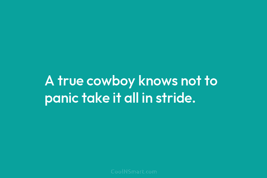 A true cowboy knows not to panic take it all in stride.