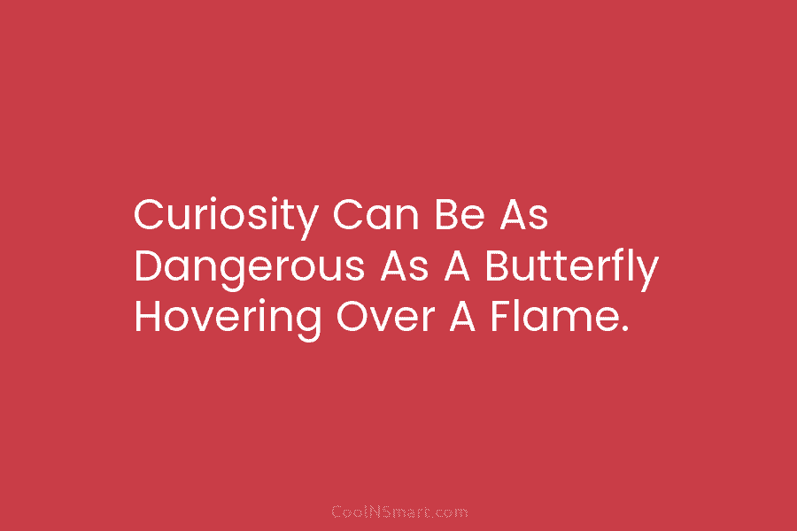 Curiosity Can Be As Dangerous As A Butterfly Hovering Over A Flame.