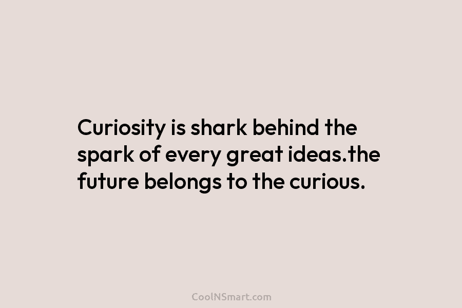 Curiosity is shark behind the spark of every great ideas.the future belongs to the curious.