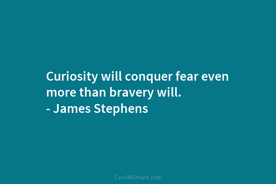 Curiosity will conquer fear even more than bravery will. – James Stephens