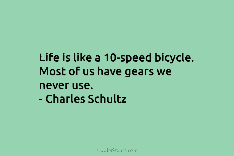 Life is like a 10-speed bicycle. Most of us have gears we never use. –...