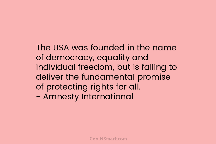 The USA was founded in the name of democracy, equality and individual freedom, but is failing to deliver the fundamental...