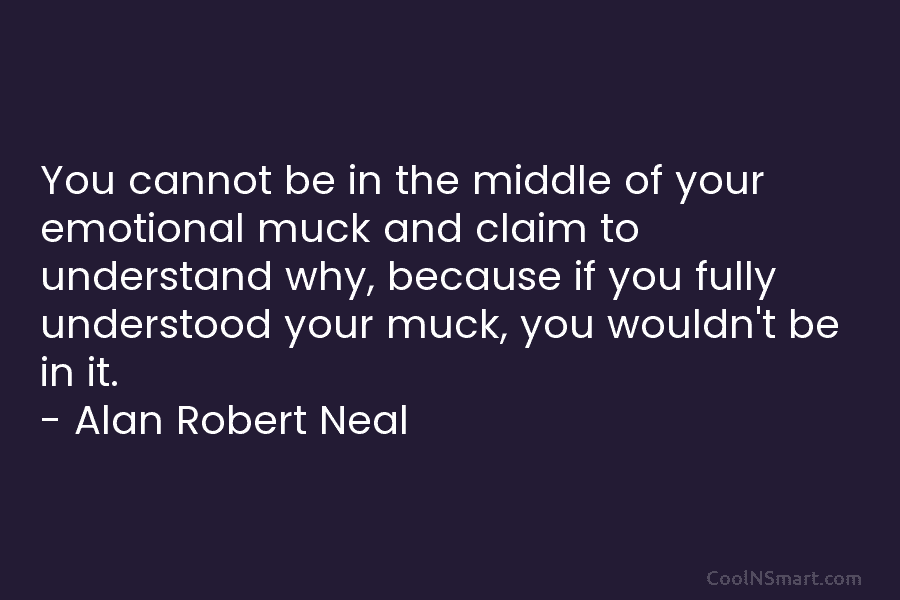 You cannot be in the middle of your emotional muck and claim to understand why, because if you fully understood...