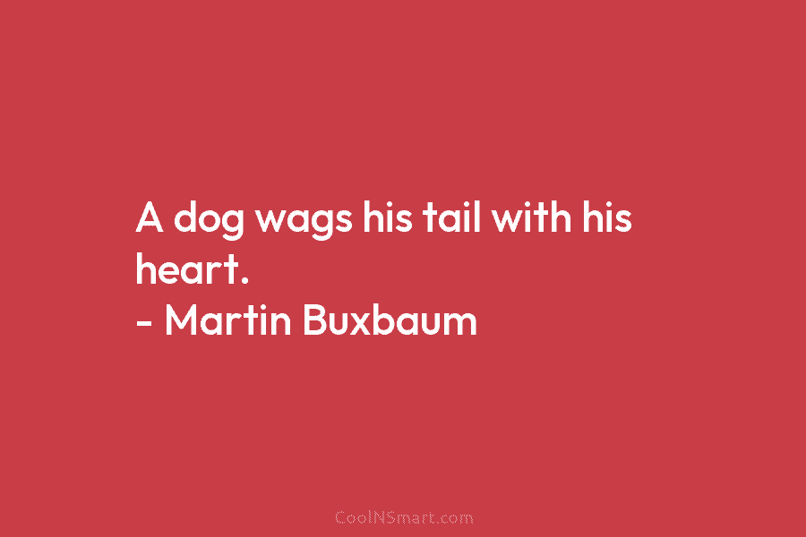 A dog wags his tail with his heart. – Martin Buxbaum