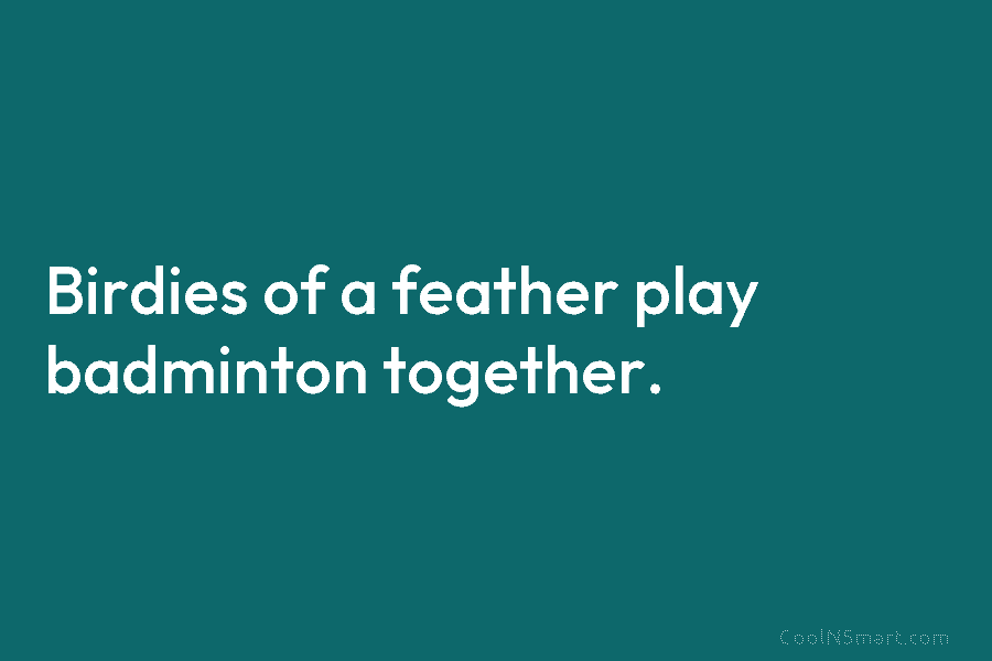 Birdies of a feather play badminton together.