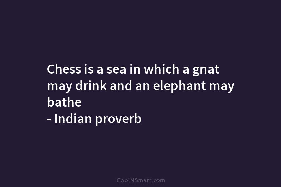 Chess is a sea in which a gnat may drink and an elephant may bathe...