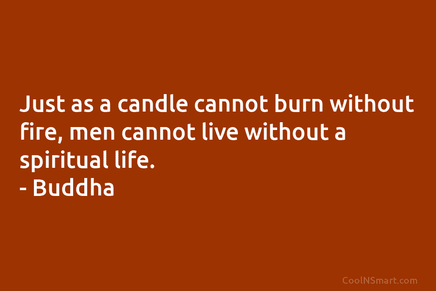 Just as a candle cannot burn without fire, men cannot live without a spiritual life. – Buddha