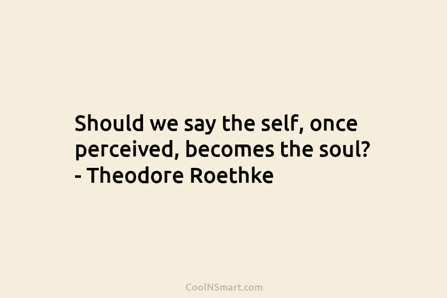 Should we say the self, once perceived, becomes the soul? – Theodore Roethke