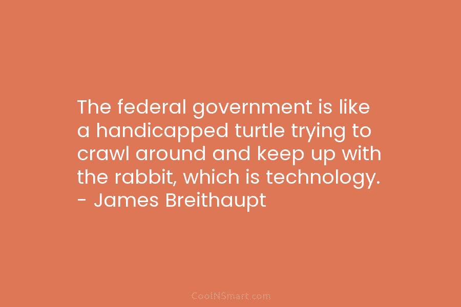 The federal government is like a handicapped turtle trying to crawl around and keep up...
