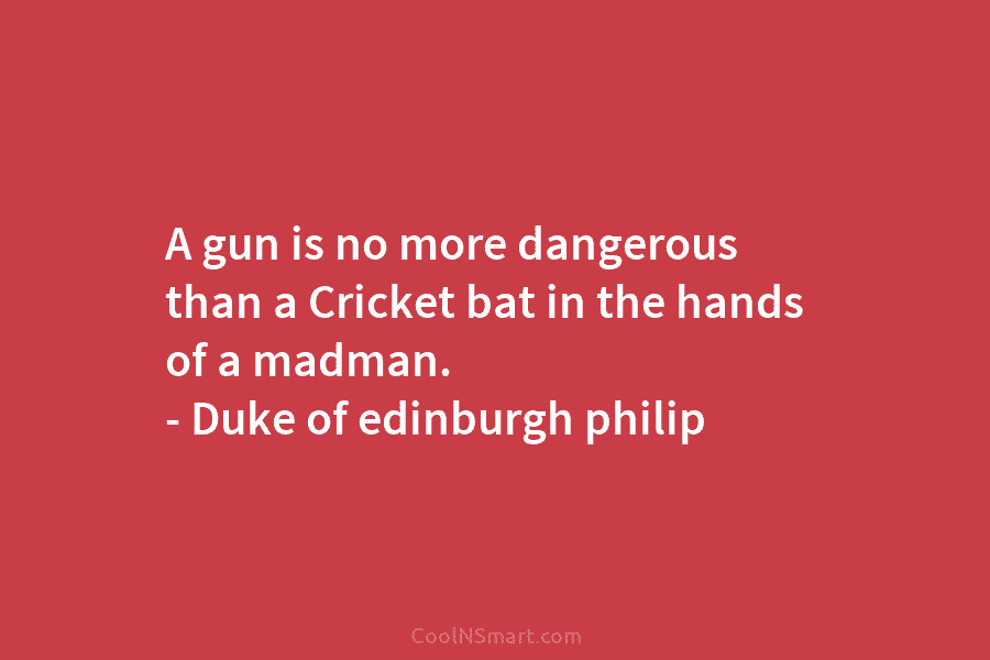 A gun is no more dangerous than a Cricket bat in the hands of a...