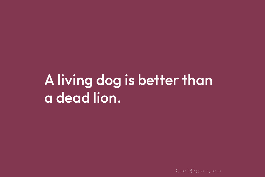 A living dog is better than a dead lion.