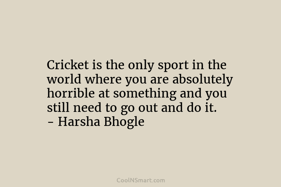 Cricket is the only sport in the world where you are absolutely horrible at something...