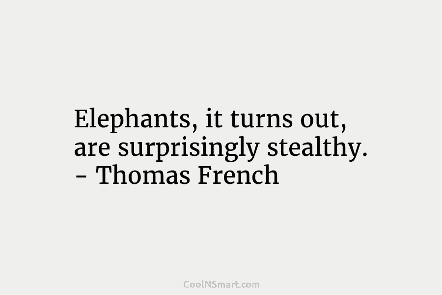 Elephants, it turns out, are surprisingly stealthy. – Thomas French