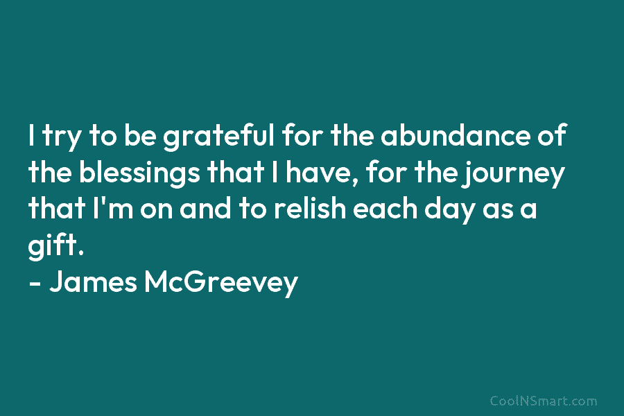 I try to be grateful for the abundance of the blessings that I have, for the journey that I’m on...
