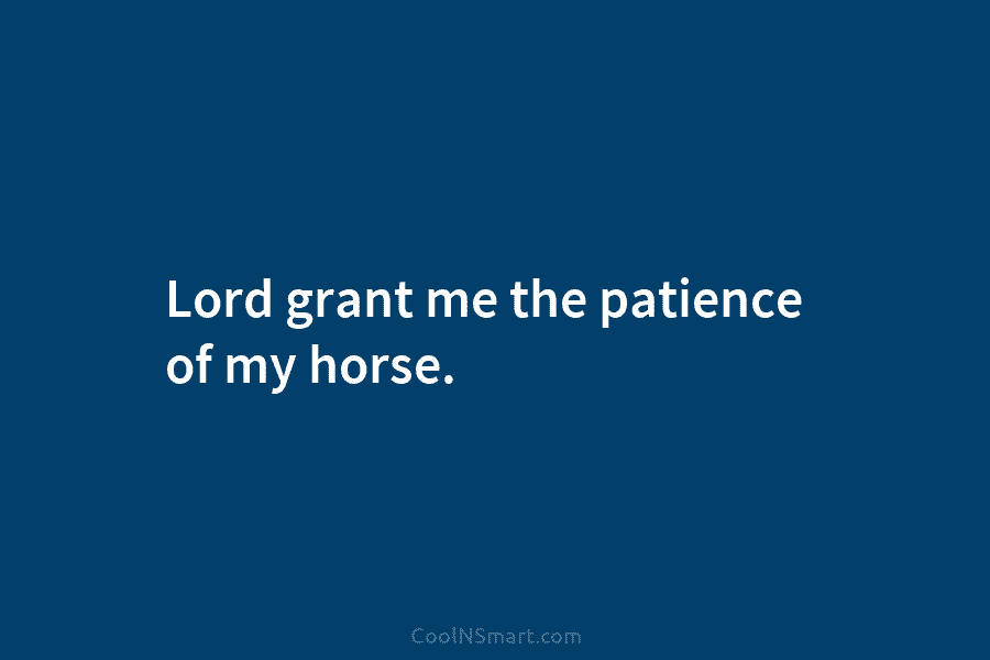 Lord grant me the patience of my horse.