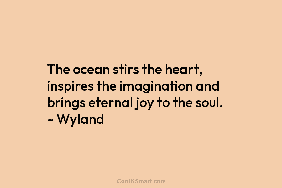 The ocean stirs the heart, inspires the imagination and brings eternal joy to the soul. – Wyland