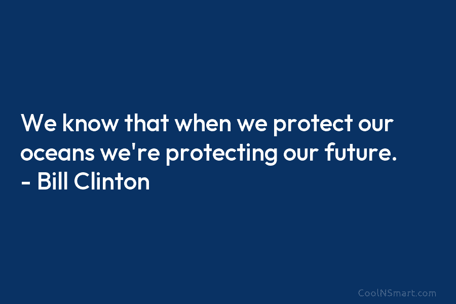 We know that when we protect our oceans we’re protecting our future. – Bill Clinton
