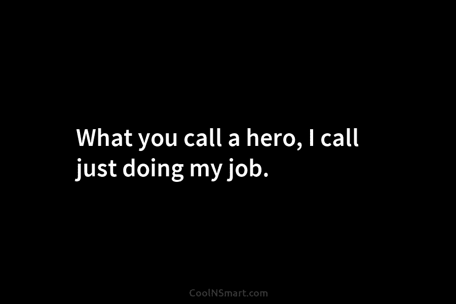 What you call a hero, I call just doing my job.