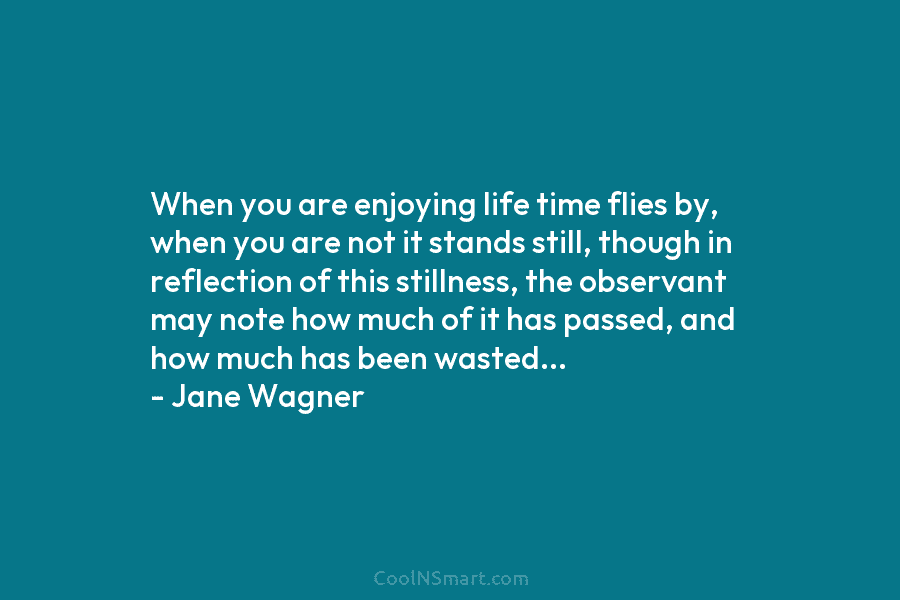 When you are enjoying life time flies by, when you are not it stands still, though in reflection of this...