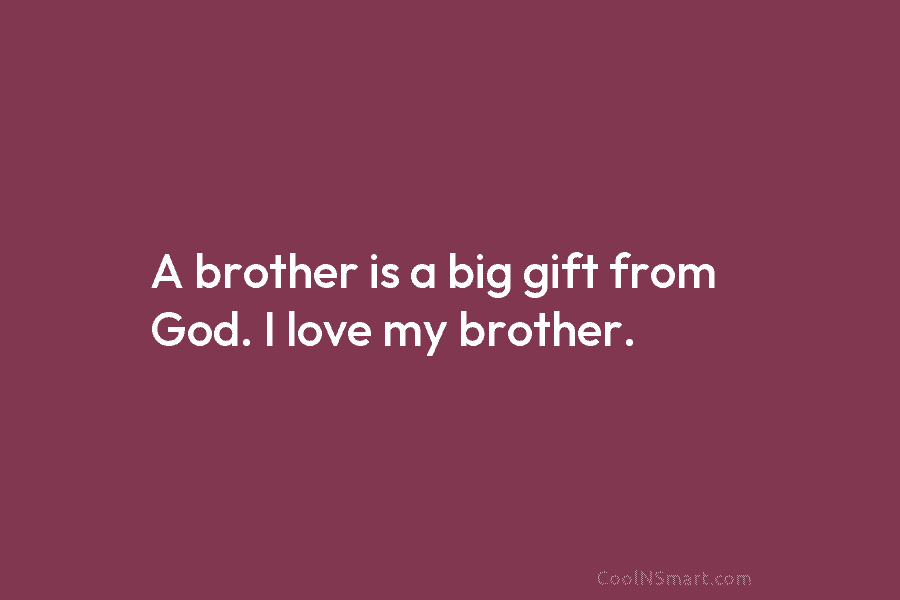 A brother is a big gift from God. I love my brother.