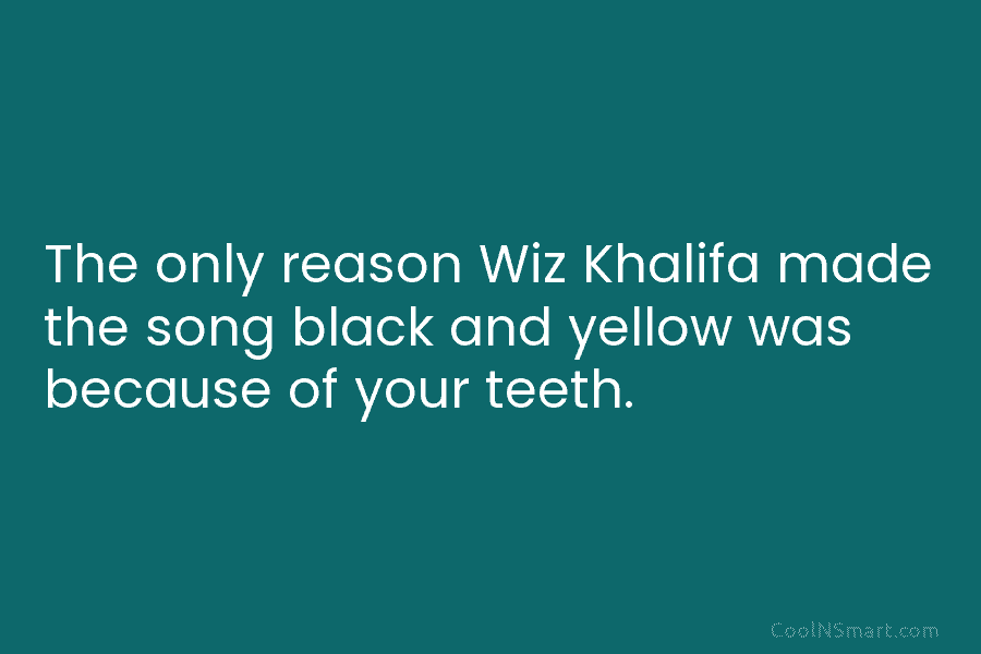 The only reason Wiz Khalifa made the song black and yellow was because of your...