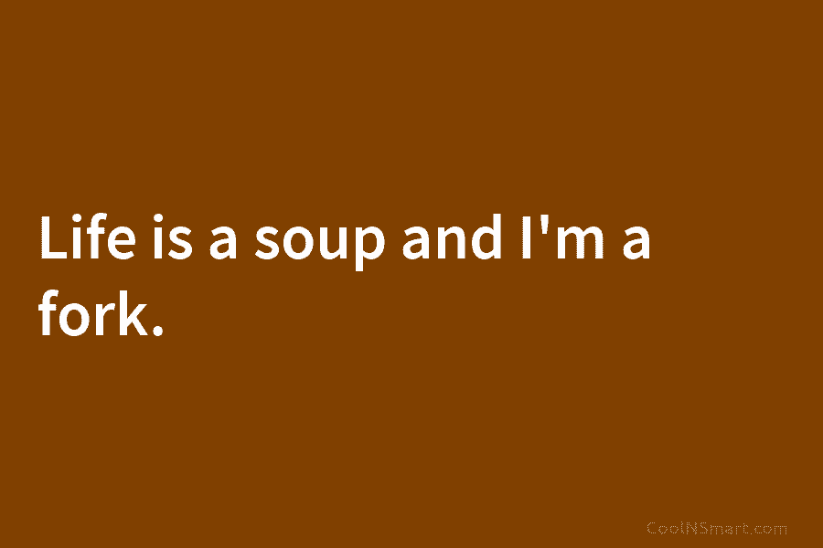 Life is a soup and I’m a fork.