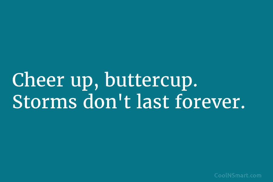 Cheer up, buttercup. Storms don’t last forever.