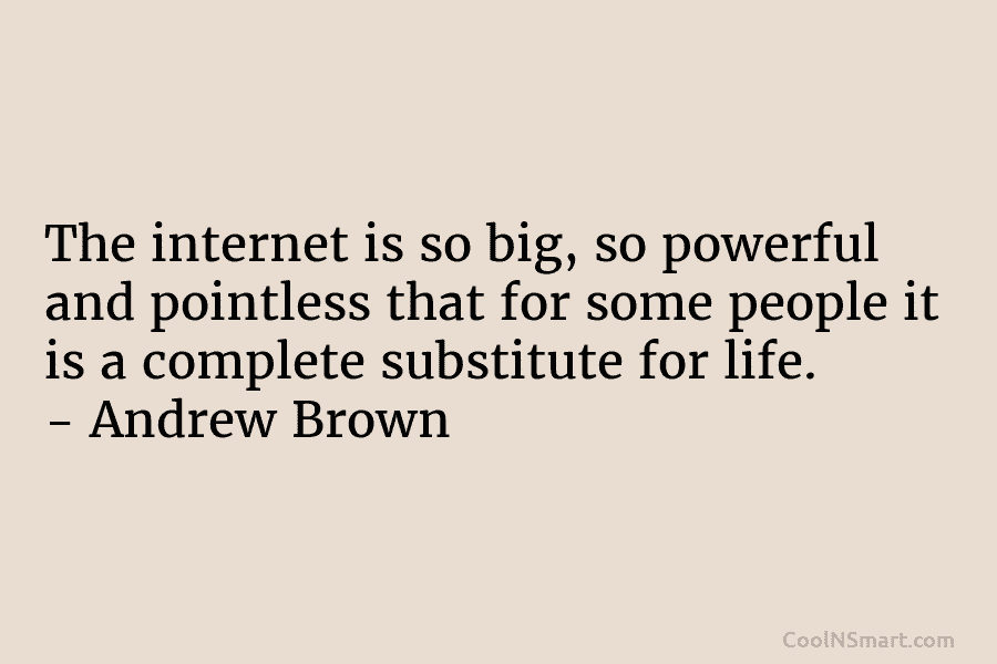 The internet is so big, so powerful and pointless that for some people it is a complete substitute for life....