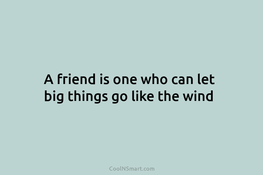 A friend is one who can let big things go like the wind