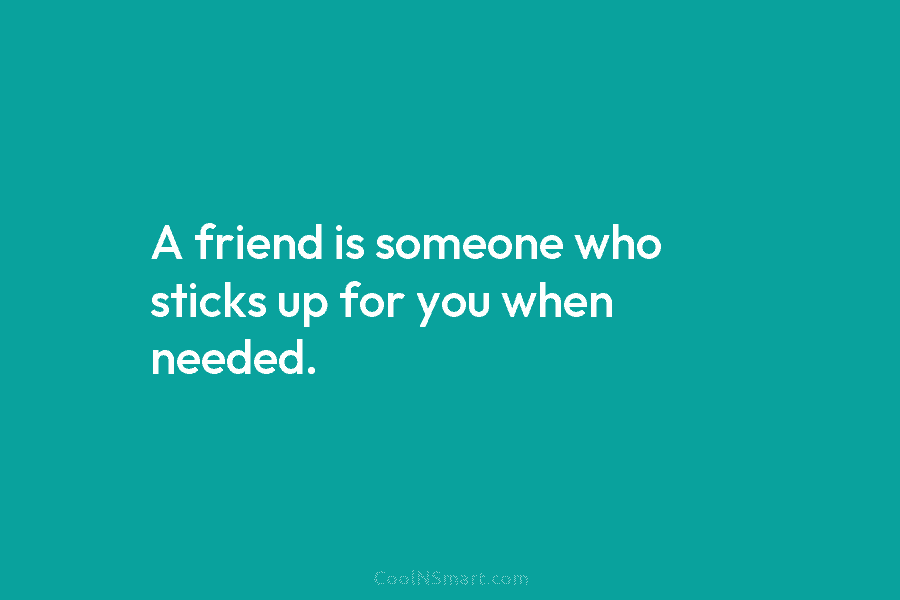 A friend is someone who sticks up for you when needed.