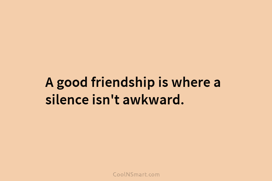 A good friendship is where a silence isn’t awkward.