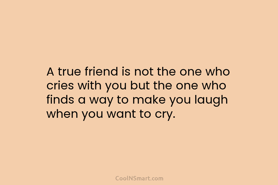 A true friend is not the one who cries with you but the one who finds a way to make...