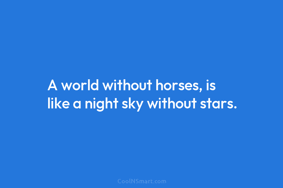 A world without horses, is like a night sky without stars.