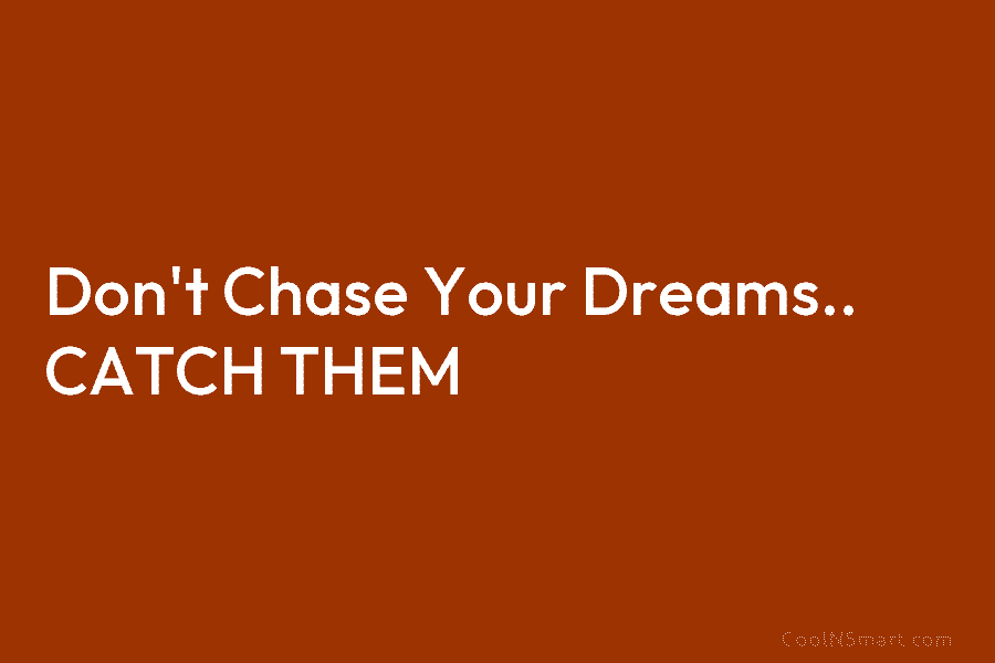 Don’t Chase Your Dreams.. CATCH THEM