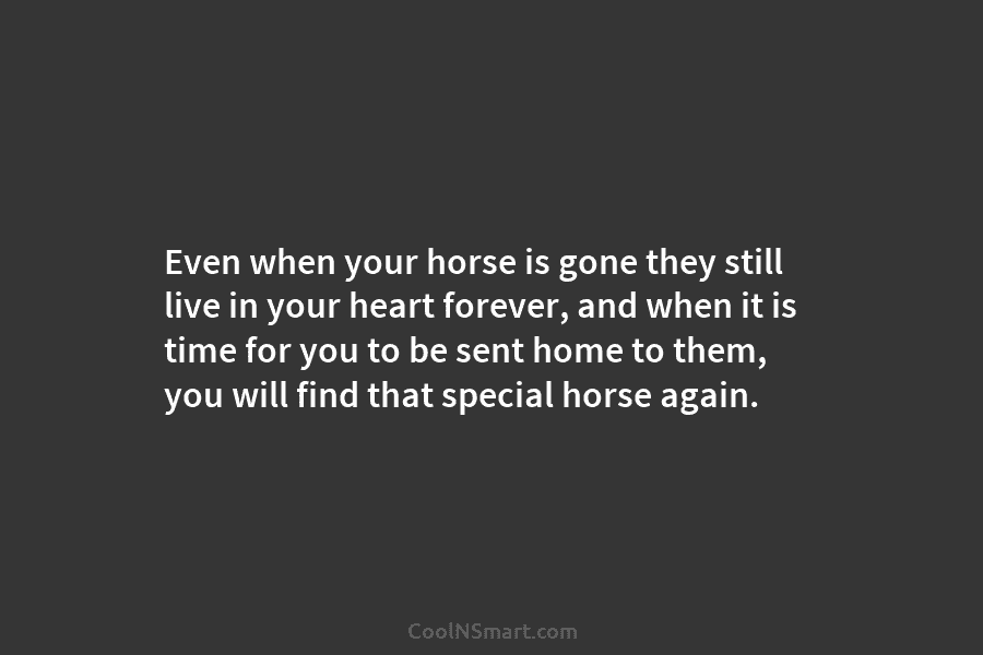 Even when your horse is gone they still live in your heart forever, and when...
