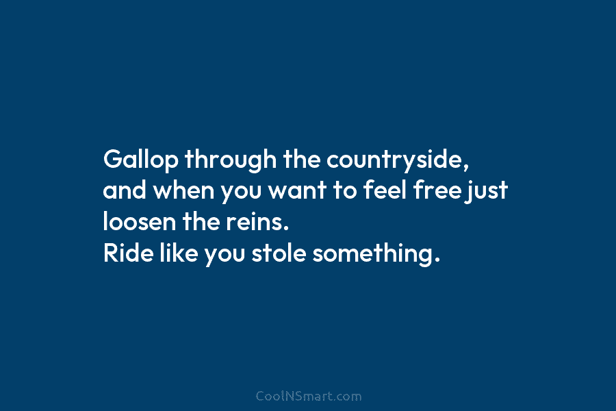 Gallop through the countryside, and when you want to feel free just loosen the reins....