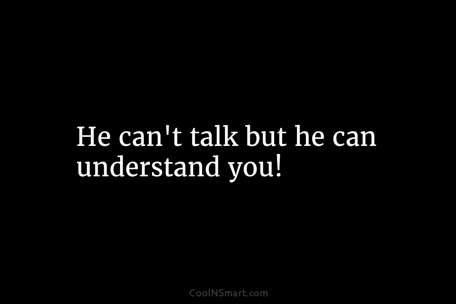 He can’t talk but he can understand you!